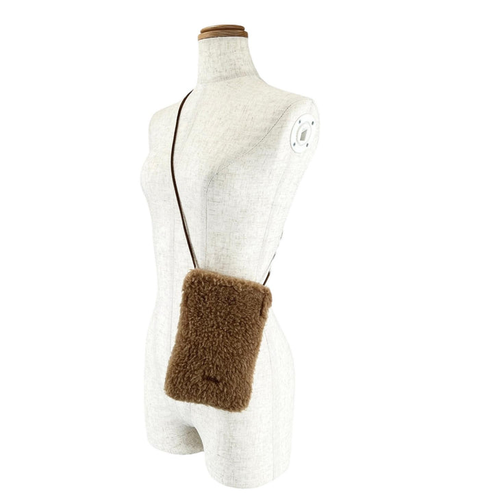 Excellent Max Mara Shoulder Bag Crossy Teddy Bear Brown Camel Women 14-72-60133