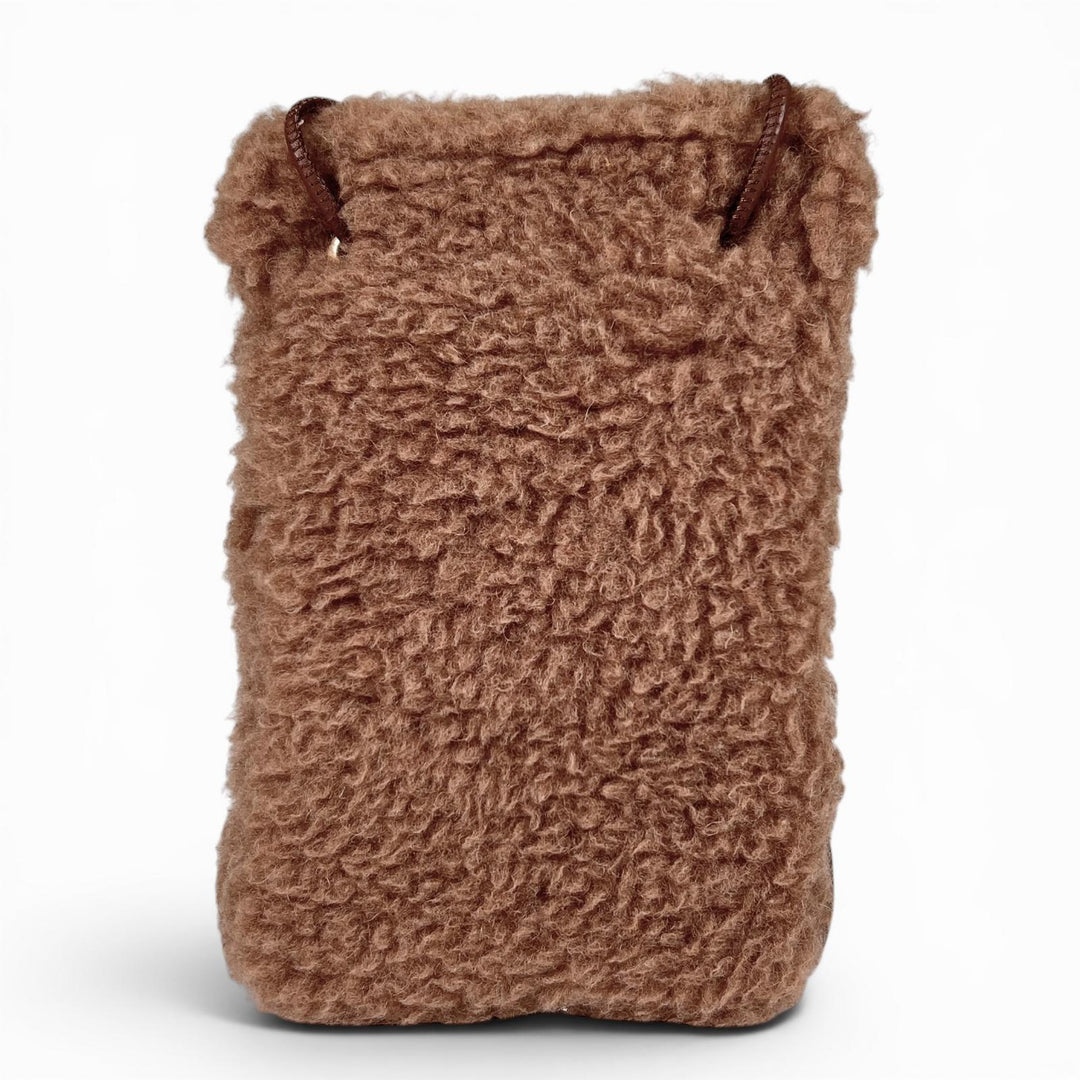 Excellent Max Mara Shoulder Bag Crossy Teddy Bear Brown Camel Women 14-72-60133