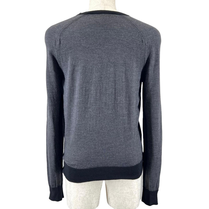 Excellent LOUIS VUITTON knit LV embroidery V-neck gray wool mens XS