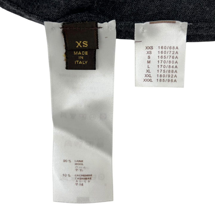Excellent LOUIS VUITTON knit LV embroidery V-neck gray wool mens XS