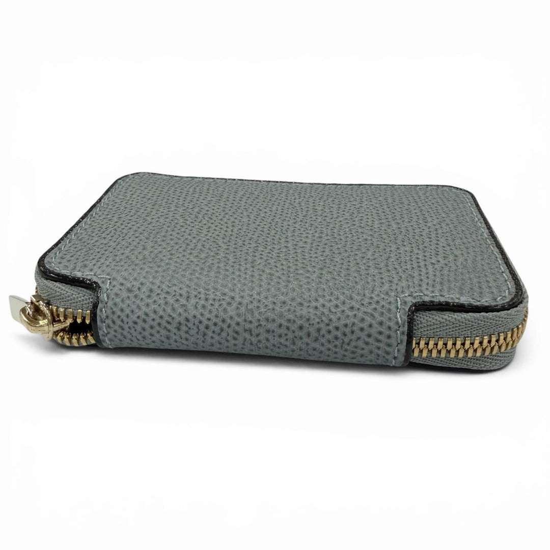 Excellent Valextra Coin case Round Zip Leather Mini Wallet SGZA0007028LOCCP99
