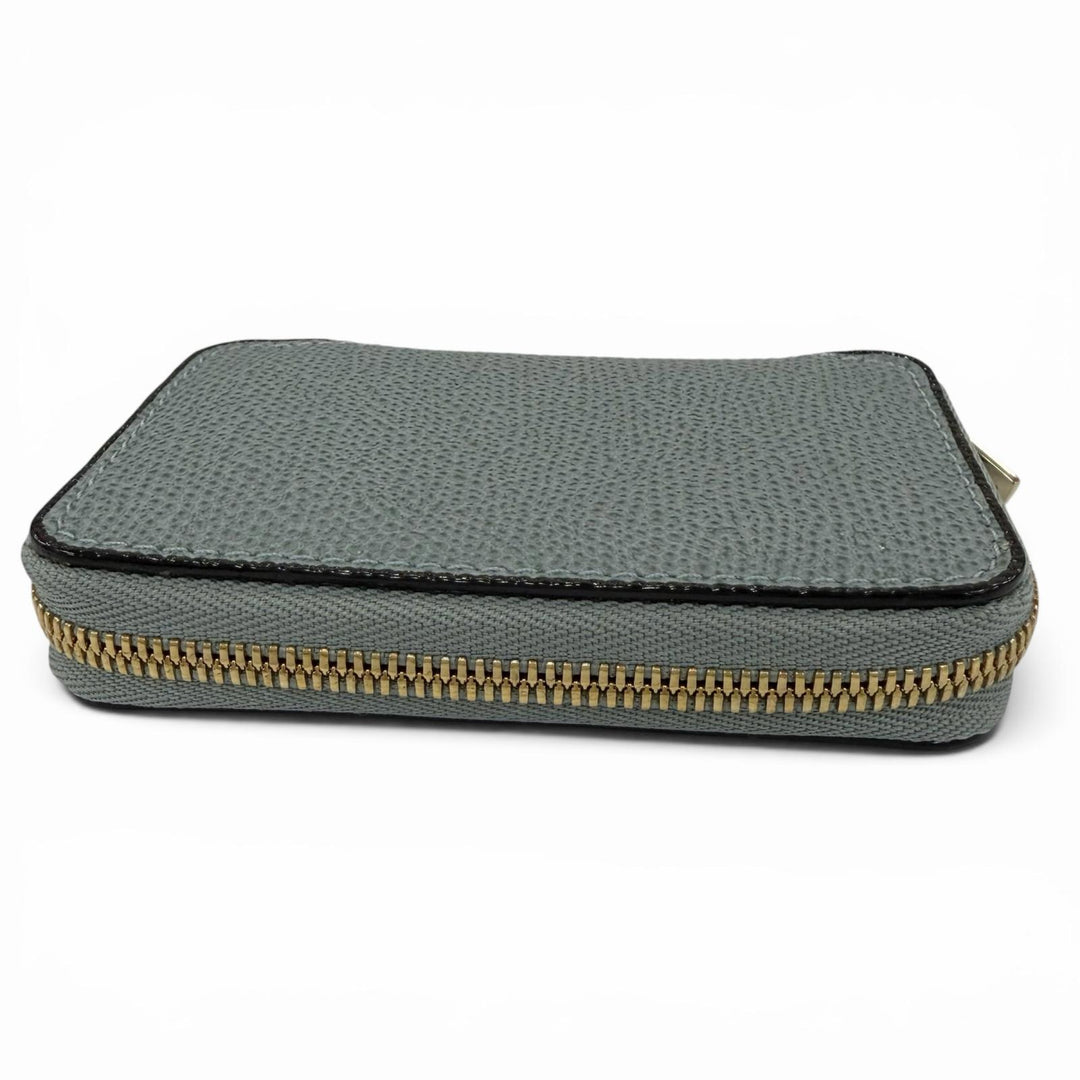 Excellent Valextra Coin case Round Zip Leather Mini Wallet SGZA0007028LOCCP99