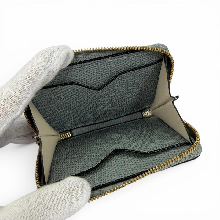 Excellent Valextra Coin case Round Zip Leather Mini Wallet SGZA0007028LOCCP99