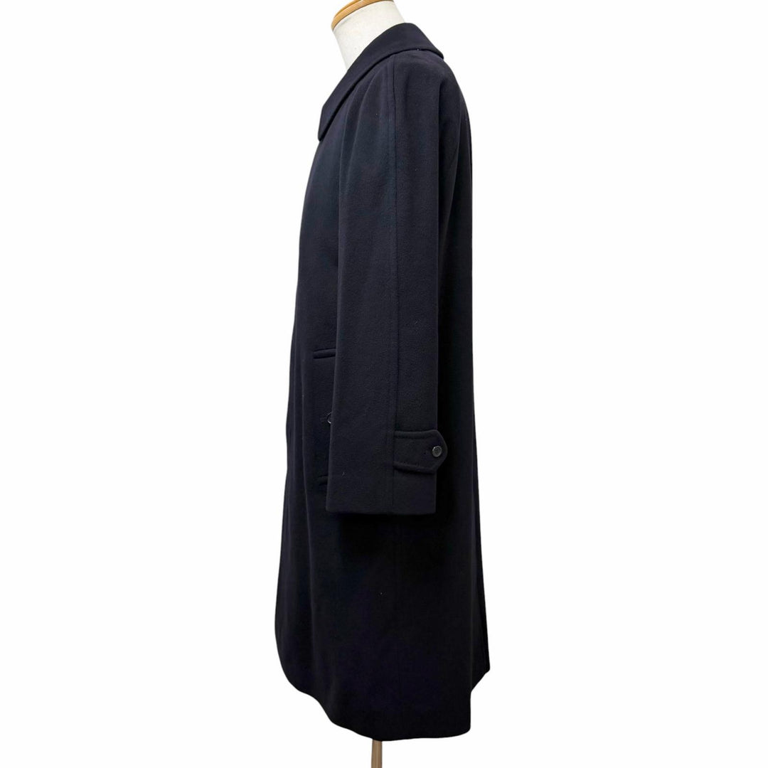 Excellent Burberrys coat All-over logo print lining, fly front Navy cashmere