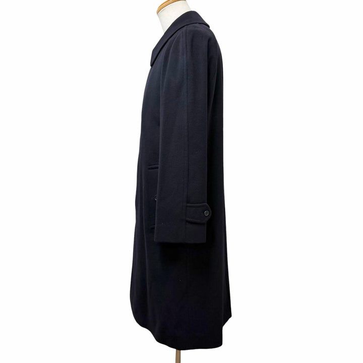Excellent Burberrys coat All-over logo print lining, fly front Navy cashmere