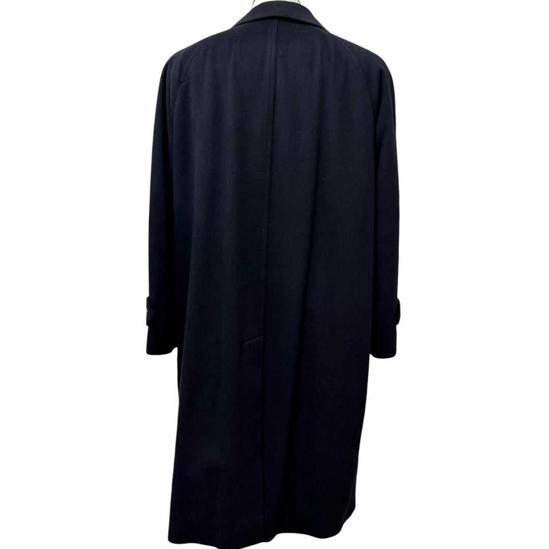 Excellent Burberrys coat All-over logo print lining, fly front Navy cashmere