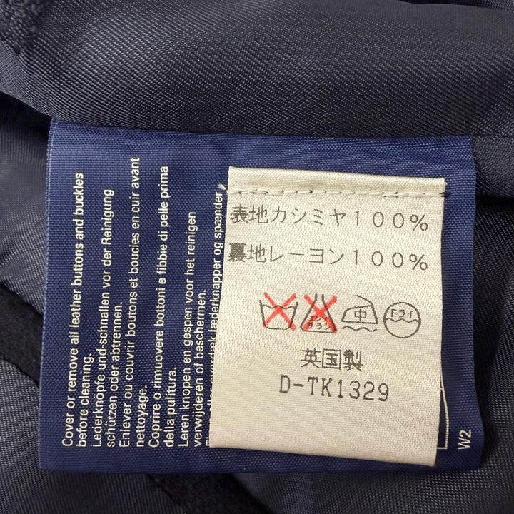 Excellent Burberrys coat All-over logo print lining, fly front Navy cashmere