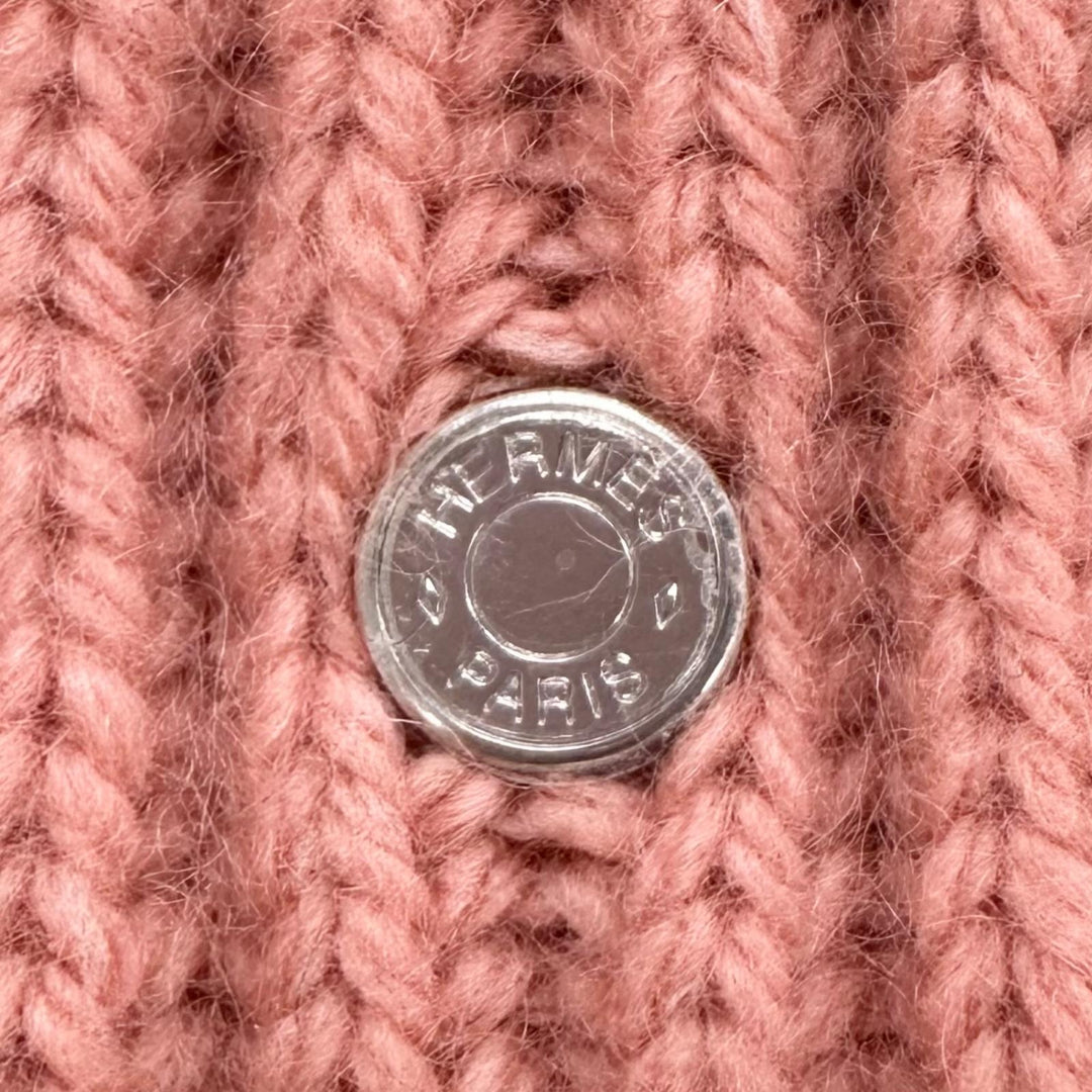 Excellent HERMES Knit cap Filipa Serie button pink cashmere Women M H222042N