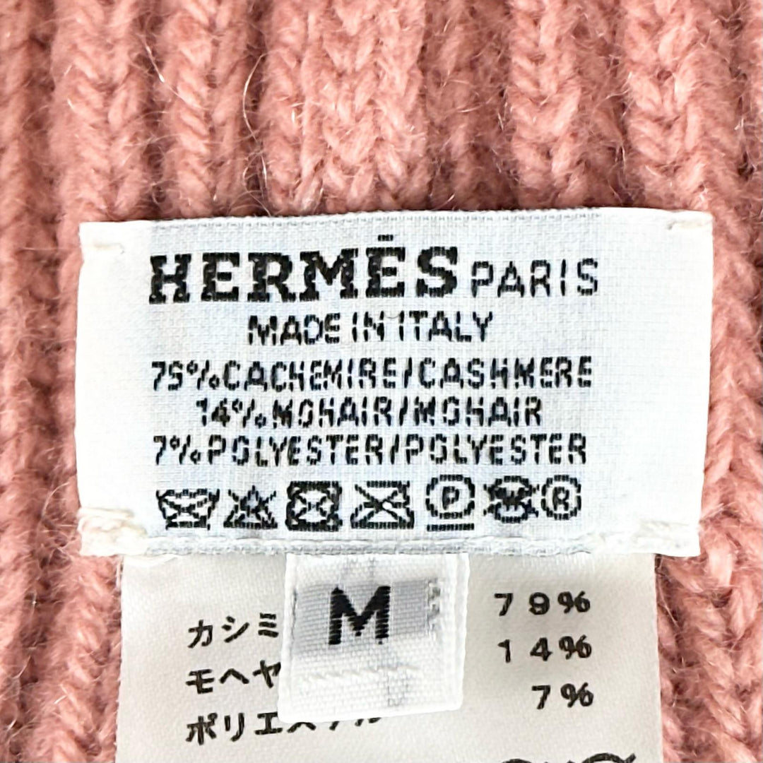 Excellent HERMES Knit cap Filipa Serie button pink cashmere Women M H222042N