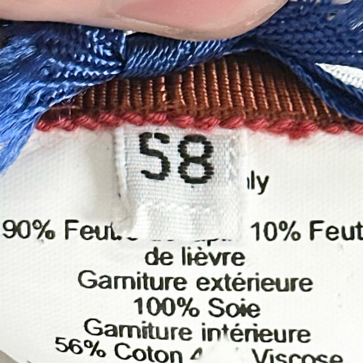 Excellent HERMES hat Scarf ribbon, Lapin Felt Navy wool Women 58