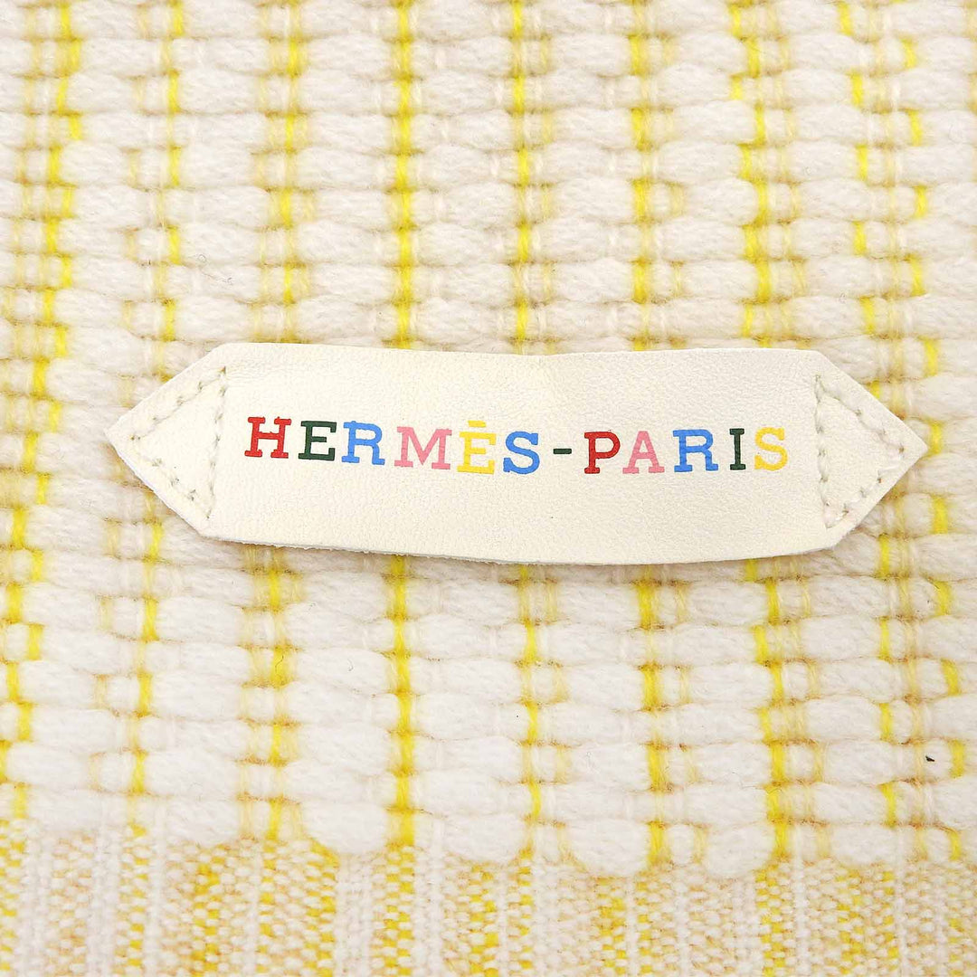 Excellent HERMES Scarf Wavy double-faced fringed stole yellow Women H259087S