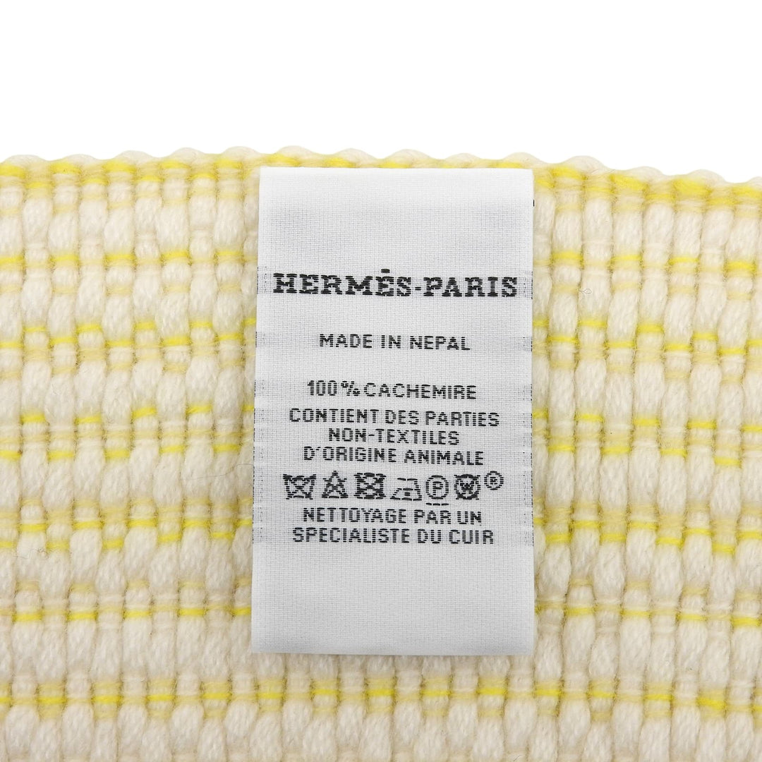 Excellent HERMES Scarf Wavy double-faced fringed stole yellow Women H259087S