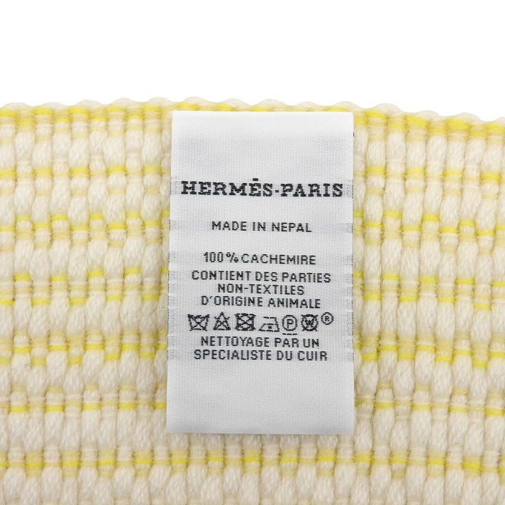 Excellent HERMES Scarf Wavy double-faced fringed stole yellow Women H259087S