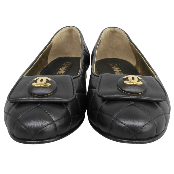 Great CHANEL pumps ballerina black leather Women 35.5 23A G45047