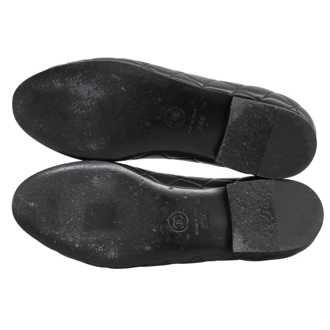 Great CHANEL pumps ballerina black leather Women 35.5 23A G45047