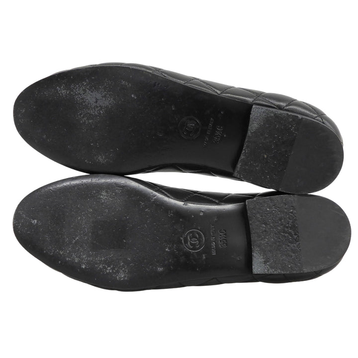 Great CHANEL pumps ballerina black leather Women 35.5 23A G45047