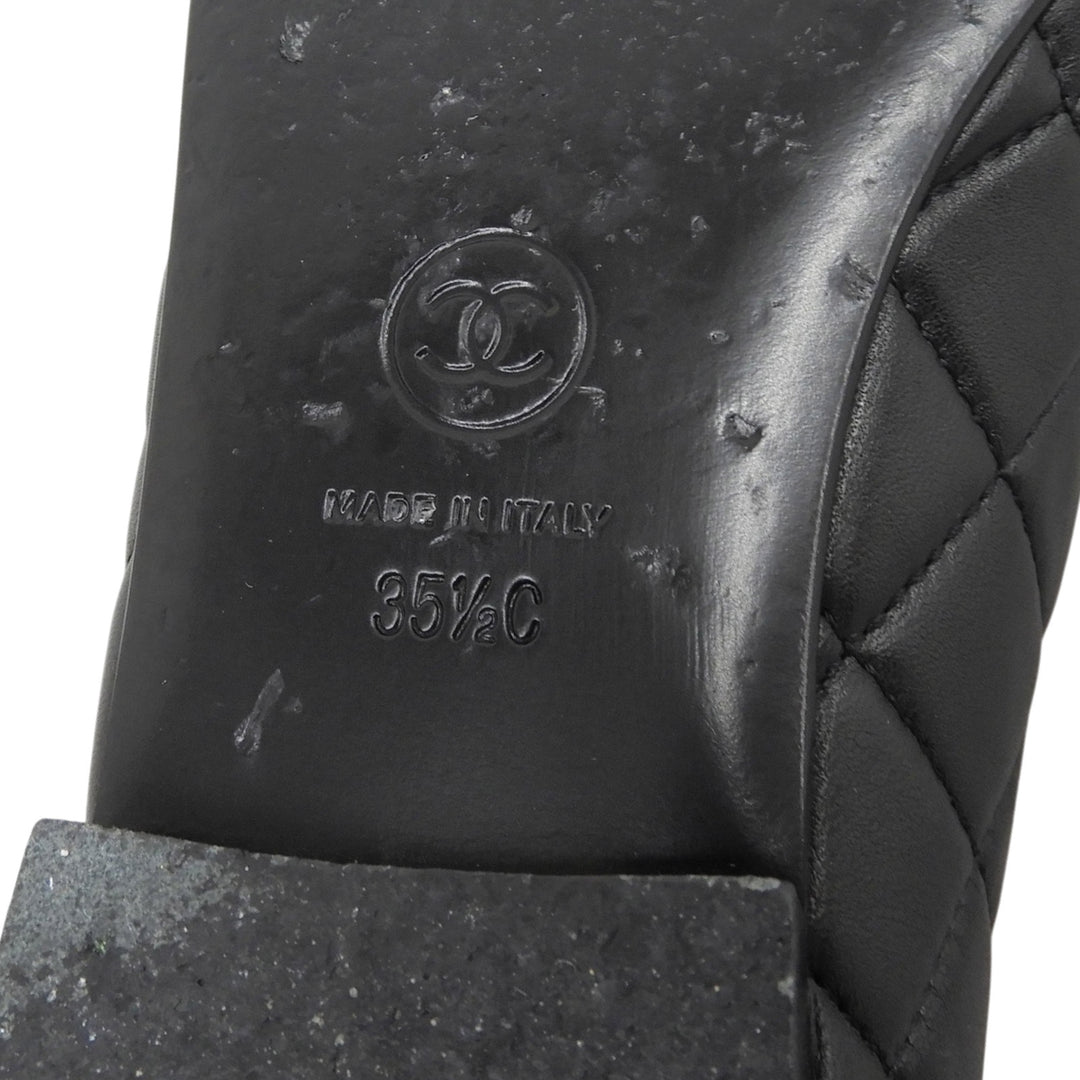 Great CHANEL pumps ballerina black leather Women 35.5 23A G45047
