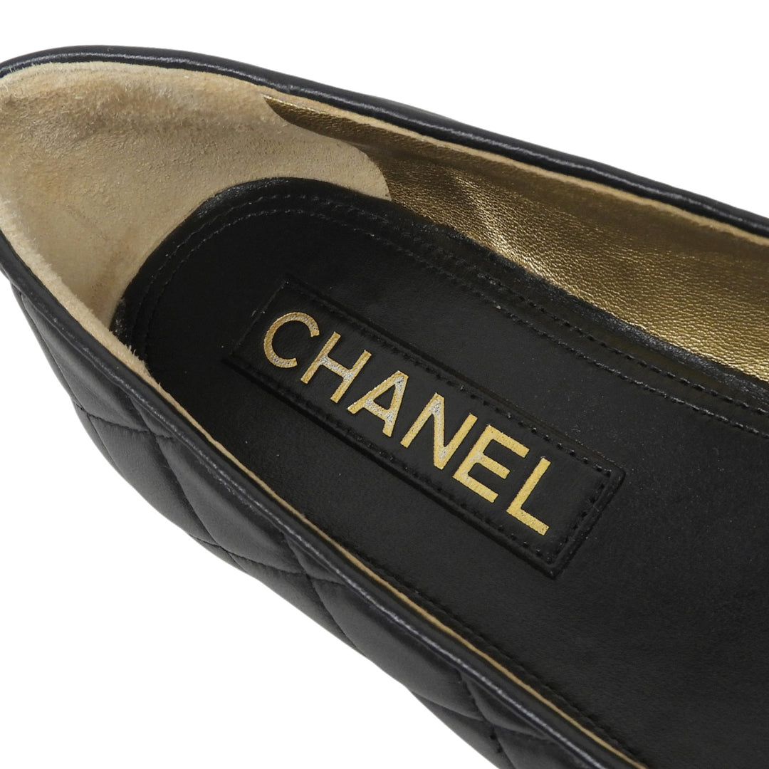 Great CHANEL pumps ballerina black leather Women 35.5 23A G45047