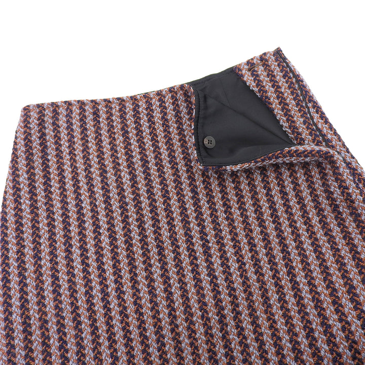 Excellent HERMES skirt 100% Wool Striped Trapezoid Tweed Multi hair Women 36