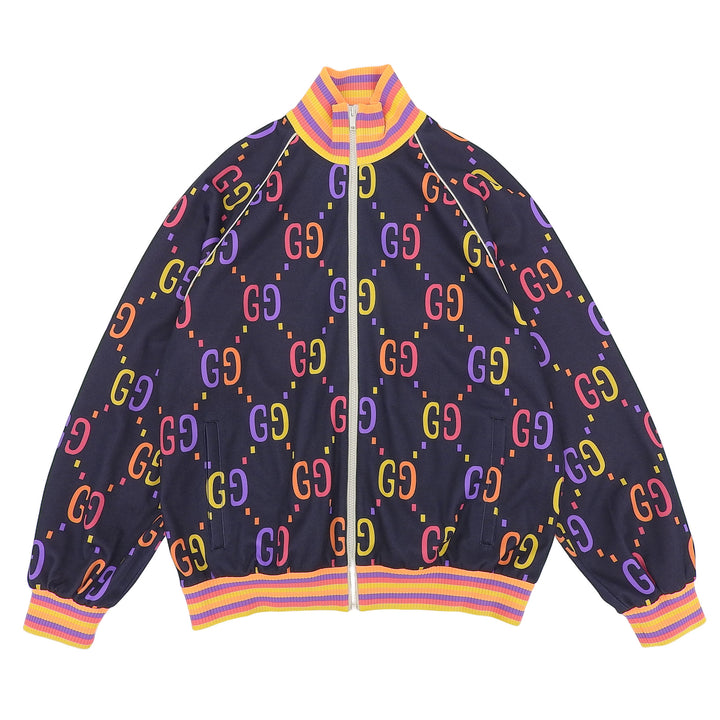 Excellent GUCCI Blouson Jumbo GG Technical Jersey Zip Jacket Navy mens M 701623
