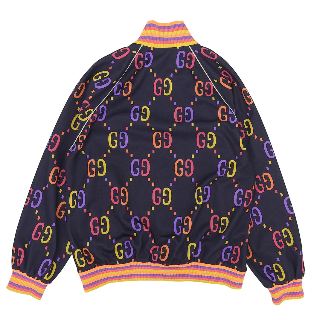 Excellent GUCCI Blouson Jumbo GG Technical Jersey Zip Jacket Navy mens M 701623