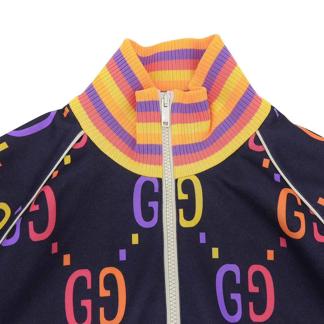 Excellent GUCCI Blouson Jumbo GG Technical Jersey Zip Jacket Navy mens M 701623
