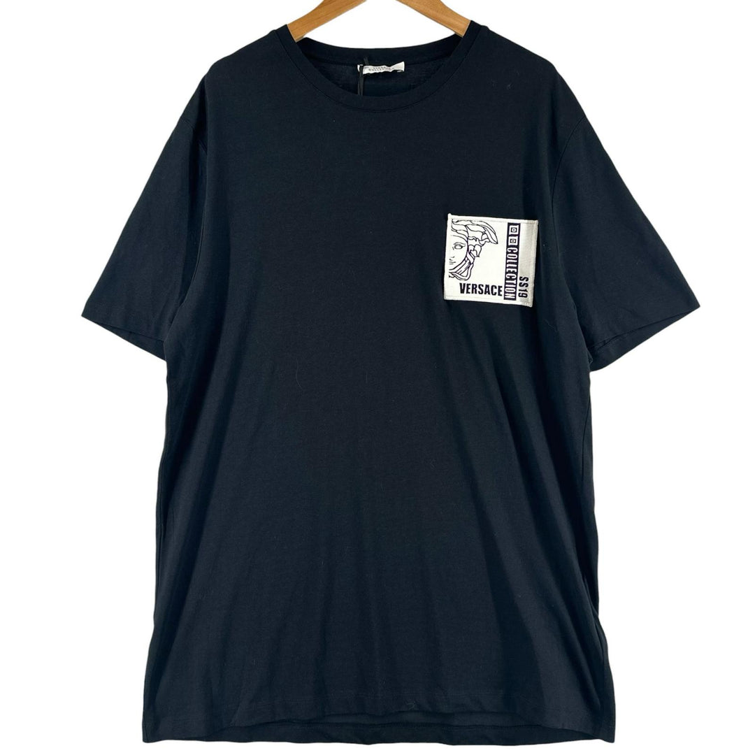 Pristine VERSACE Short sleeve T-shirt Medusa Crewneck black cotton mens L