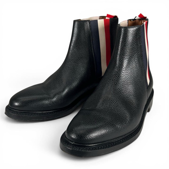 Great THOM BROWNE boots Turkish Roll Chelsea Boots Side Gore black leather mens