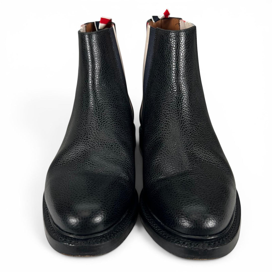 Great THOM BROWNE boots Turkish Roll Chelsea Boots Side Gore black leather mens
