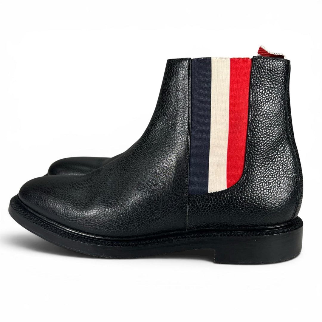 Great THOM BROWNE boots Turkish Roll Chelsea Boots Side Gore black leather mens