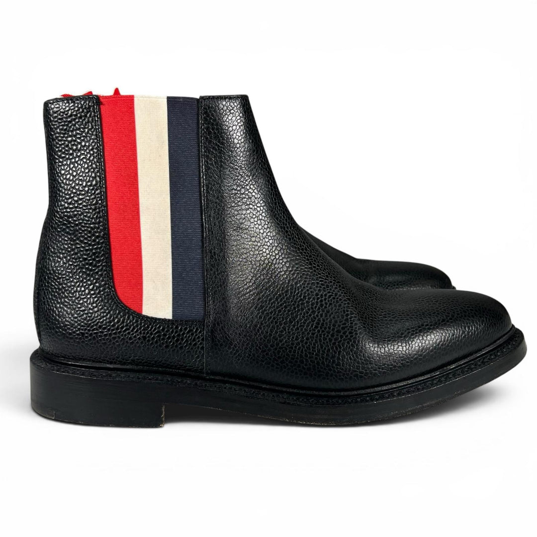 Great THOM BROWNE boots Turkish Roll Chelsea Boots Side Gore black leather mens