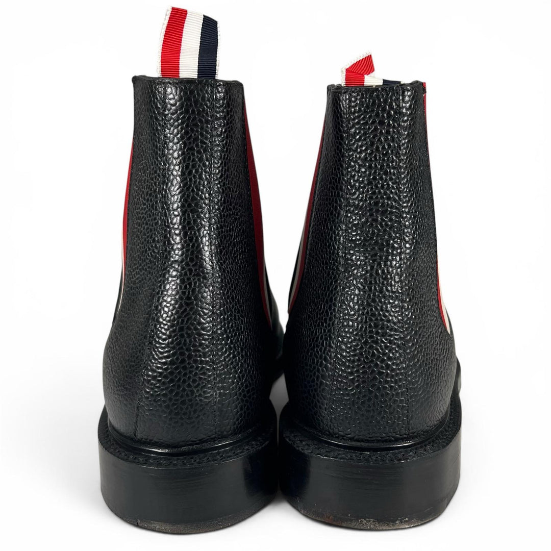 Great THOM BROWNE boots Turkish Roll Chelsea Boots Side Gore black leather mens