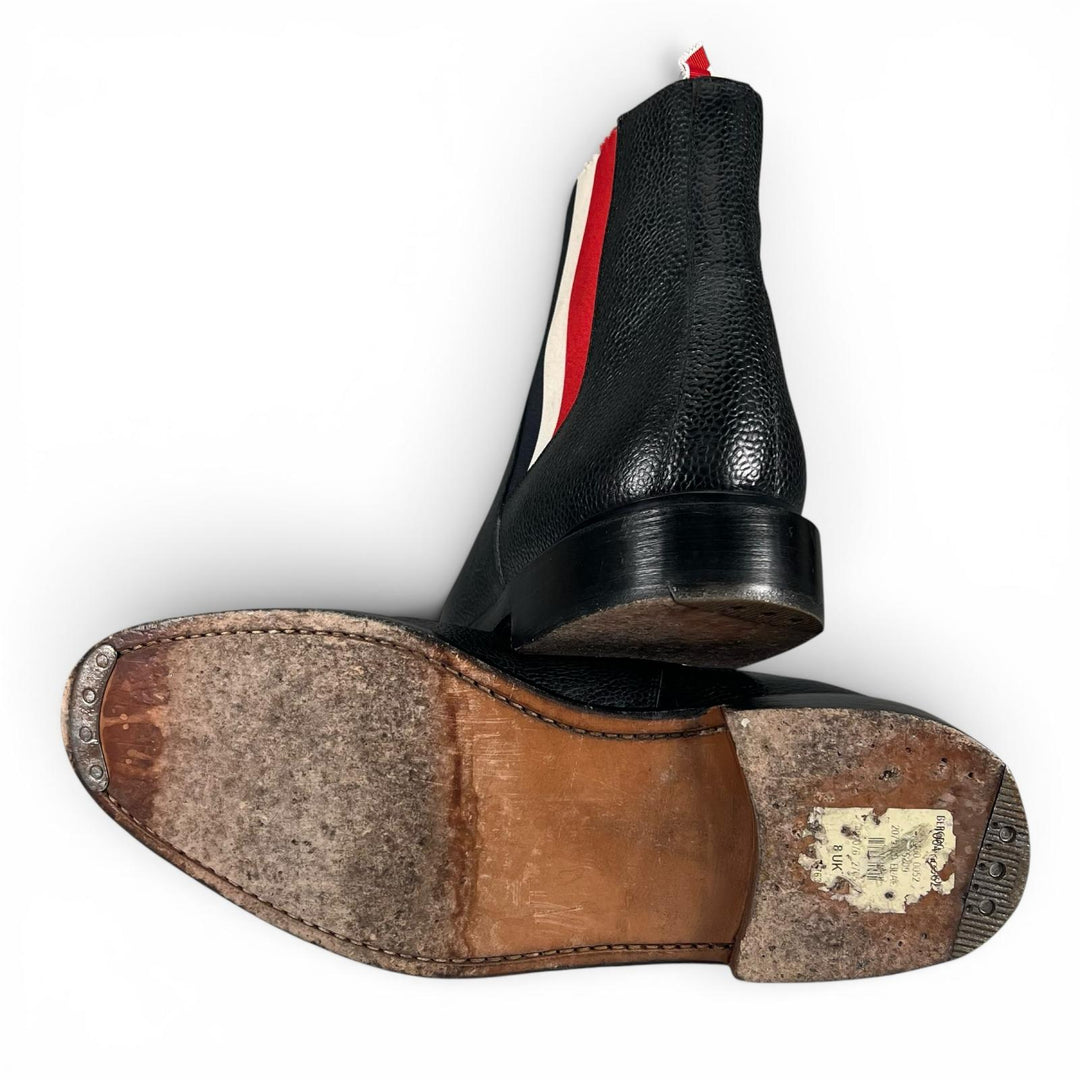 Great THOM BROWNE boots Turkish Roll Chelsea Boots Side Gore black leather mens