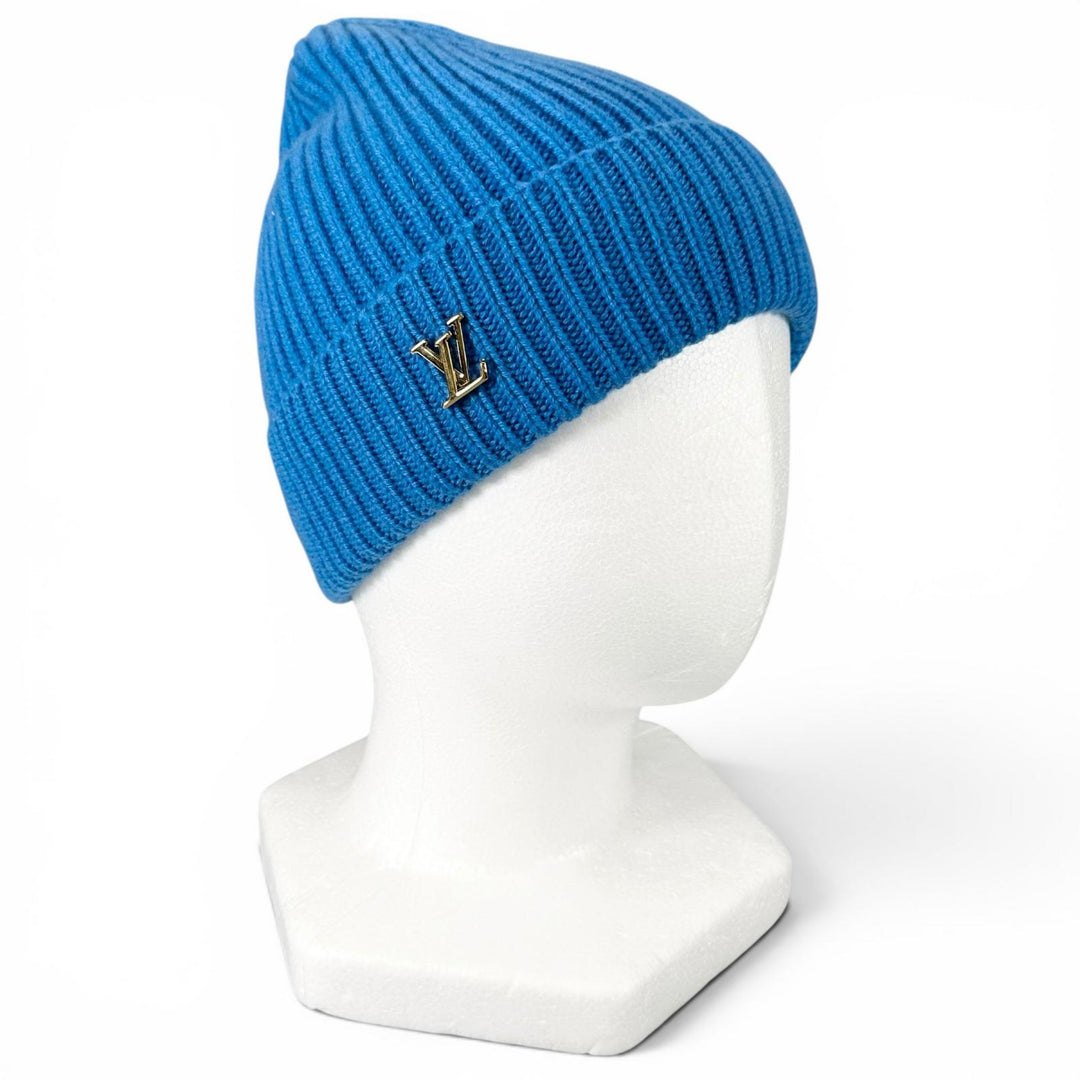 Excellent LOUIS VUITTON Knit cap Beanie LV Spark blue cashmere mens S M94933