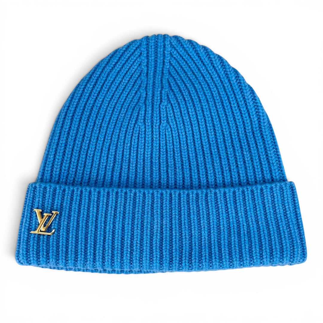 Excellent LOUIS VUITTON Knit cap Beanie LV Spark blue cashmere mens S M94933