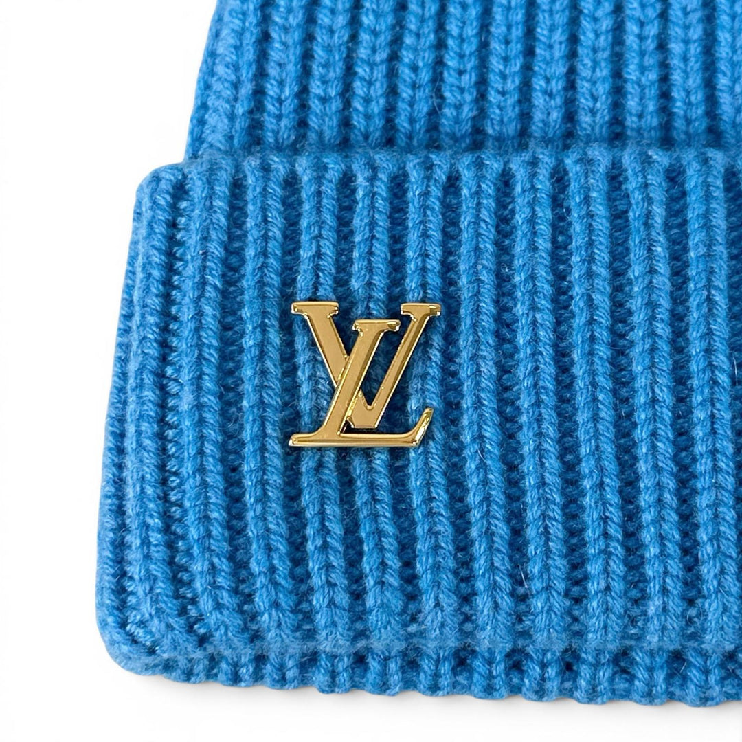Excellent LOUIS VUITTON Knit cap Beanie LV Spark blue cashmere mens S M94933