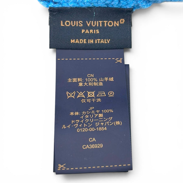 Excellent LOUIS VUITTON Knit cap Beanie LV Spark blue cashmere mens S M94933
