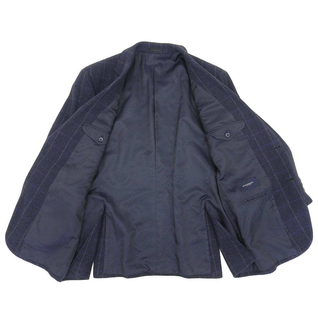 Great BURBERRY LONDON Jacket Check Pattern Single Navy cashmere mens