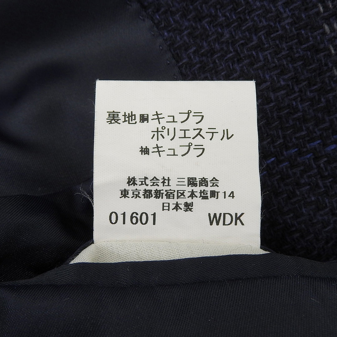 Great BURBERRY LONDON Jacket Check Pattern Single Navy cashmere mens