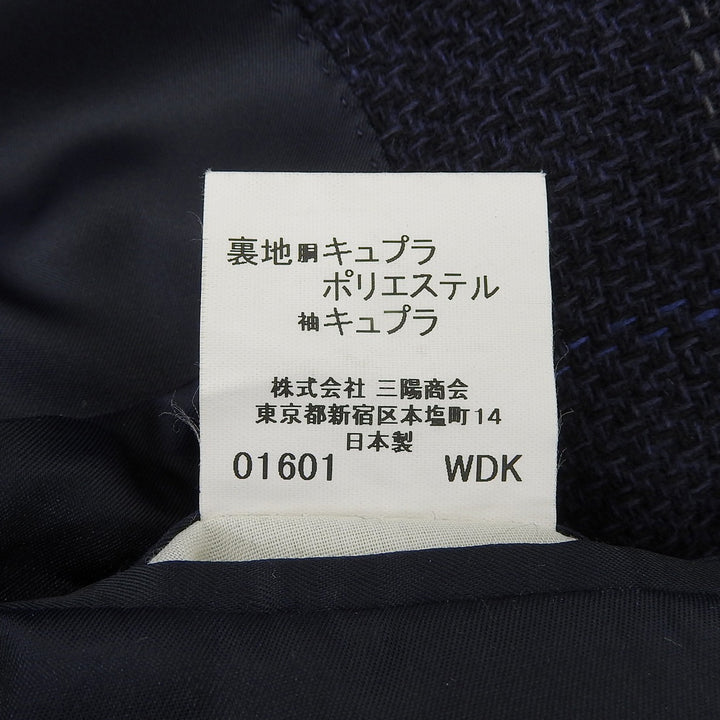 Great BURBERRY LONDON Jacket Check Pattern Single Navy cashmere mens