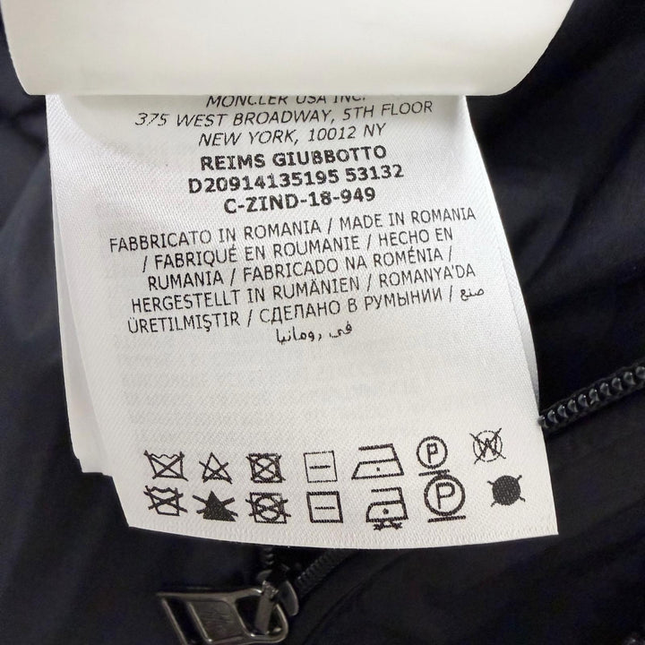Pristine MONCLER Down jacket REIMS GIUBBOTTO Leather logo patch hooded jacket