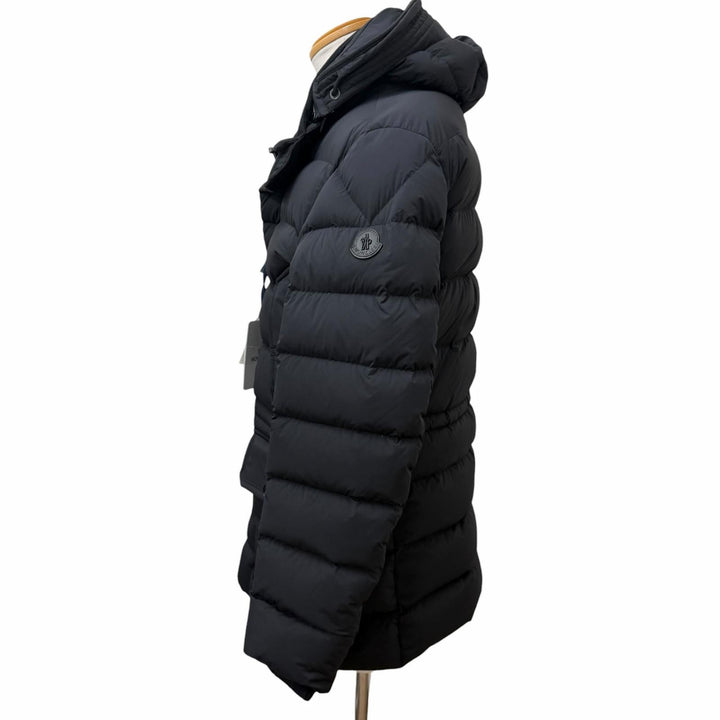 Pristine MONCLER Down jacket REIMS GIUBBOTTO Leather logo patch hooded jacket