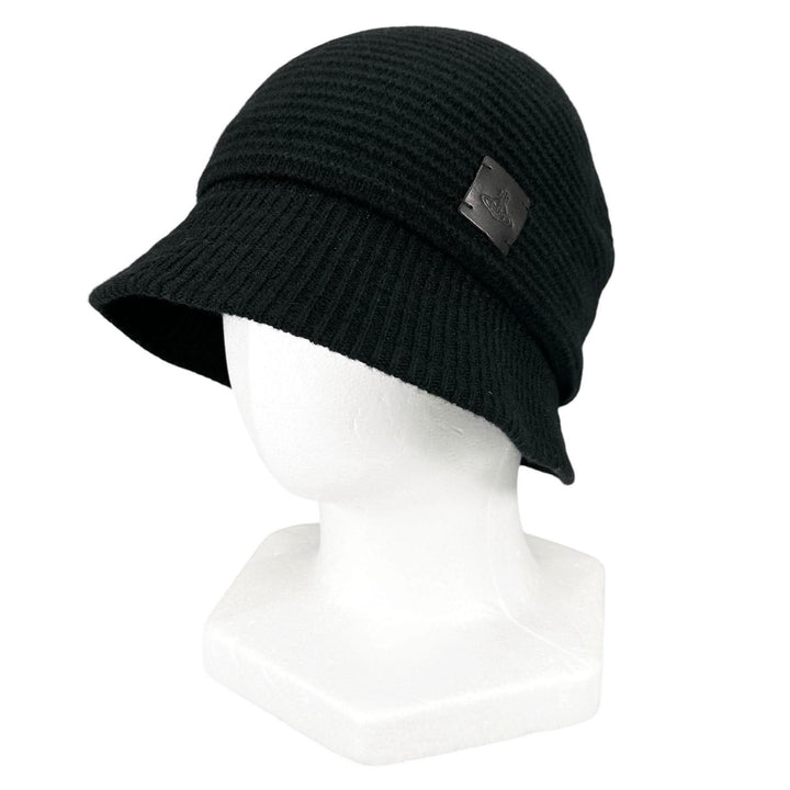 Excellent Vivienne Westwood hat Orb Logo Knit Bucket black wool Women
