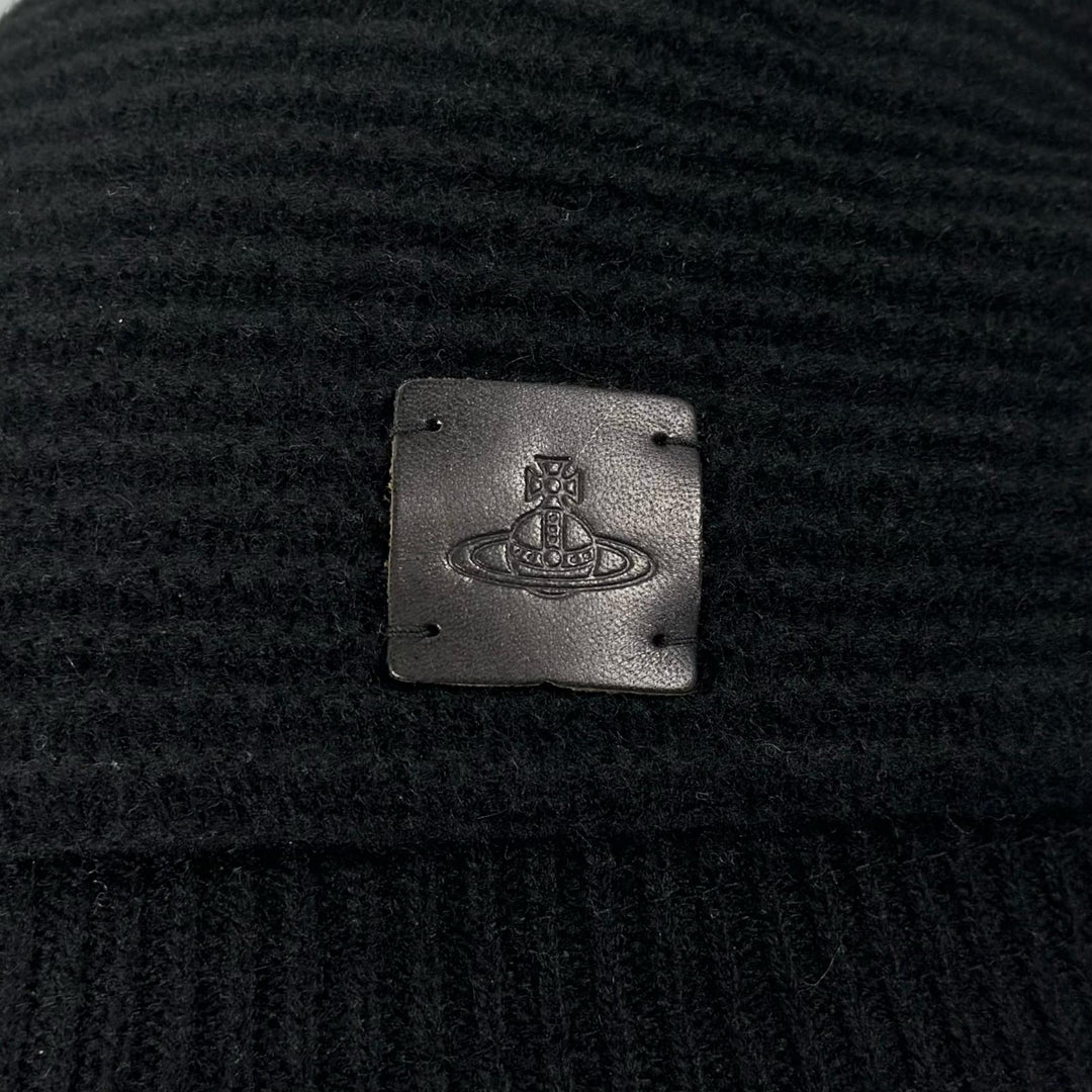 Excellent Vivienne Westwood hat Orb Logo Knit Bucket black wool Women