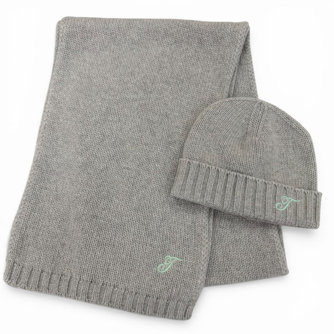 Pristine TIFFANY&Co. Scarf Scarf and knit cap set (2 pieces) gray cashmere Women