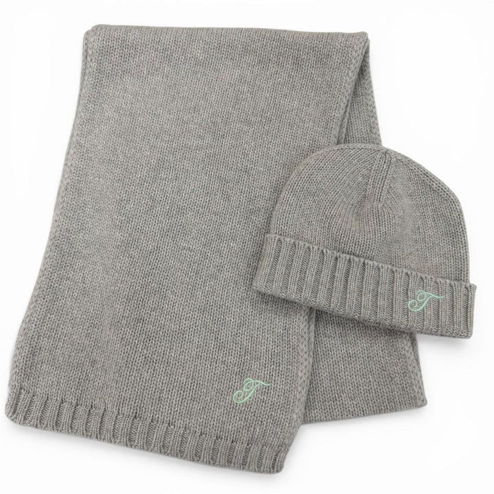 Pristine TIFFANY&Co. Scarf Scarf and knit cap set (2 pieces) gray cashmere Women