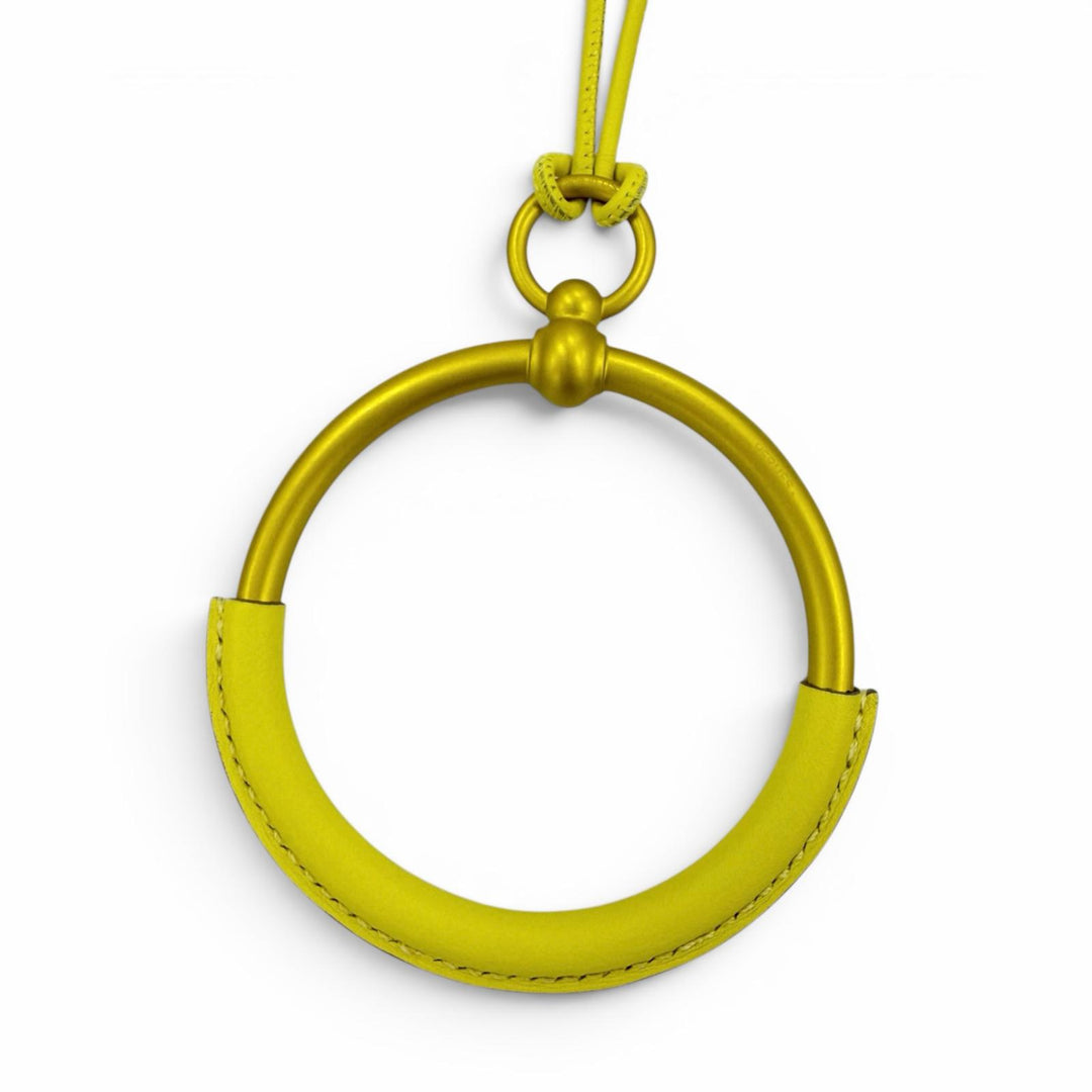 Excellent HERMES Necklace Loop Gran Necklace Yellow (Jaune type) leather Women