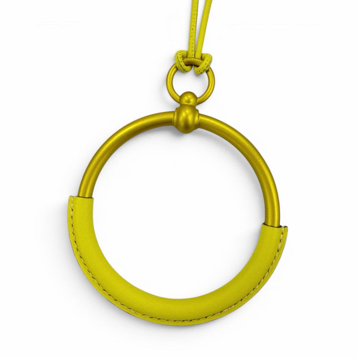 Excellent HERMES Necklace Loop Gran Necklace Yellow (Jaune type) leather Women