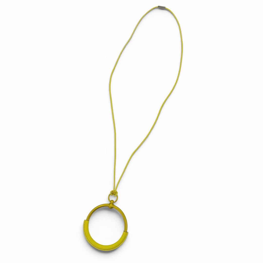 Excellent HERMES Necklace Loop Gran Necklace Yellow (Jaune type) leather Women