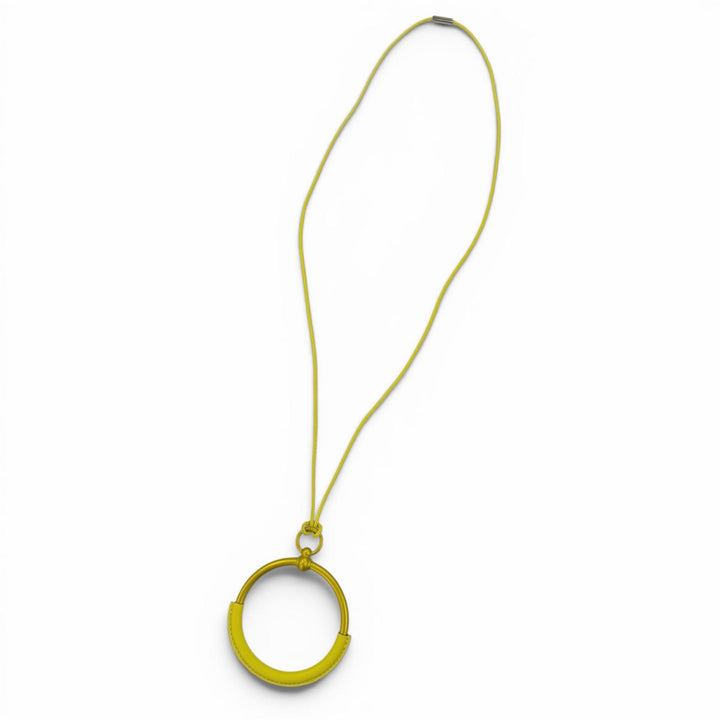 Excellent HERMES Necklace Loop Gran Necklace Yellow (Jaune type) leather Women
